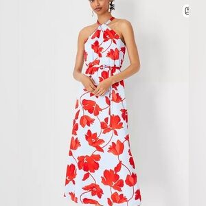 NWT Ann Taylor Red and White Floral Maxi Dress